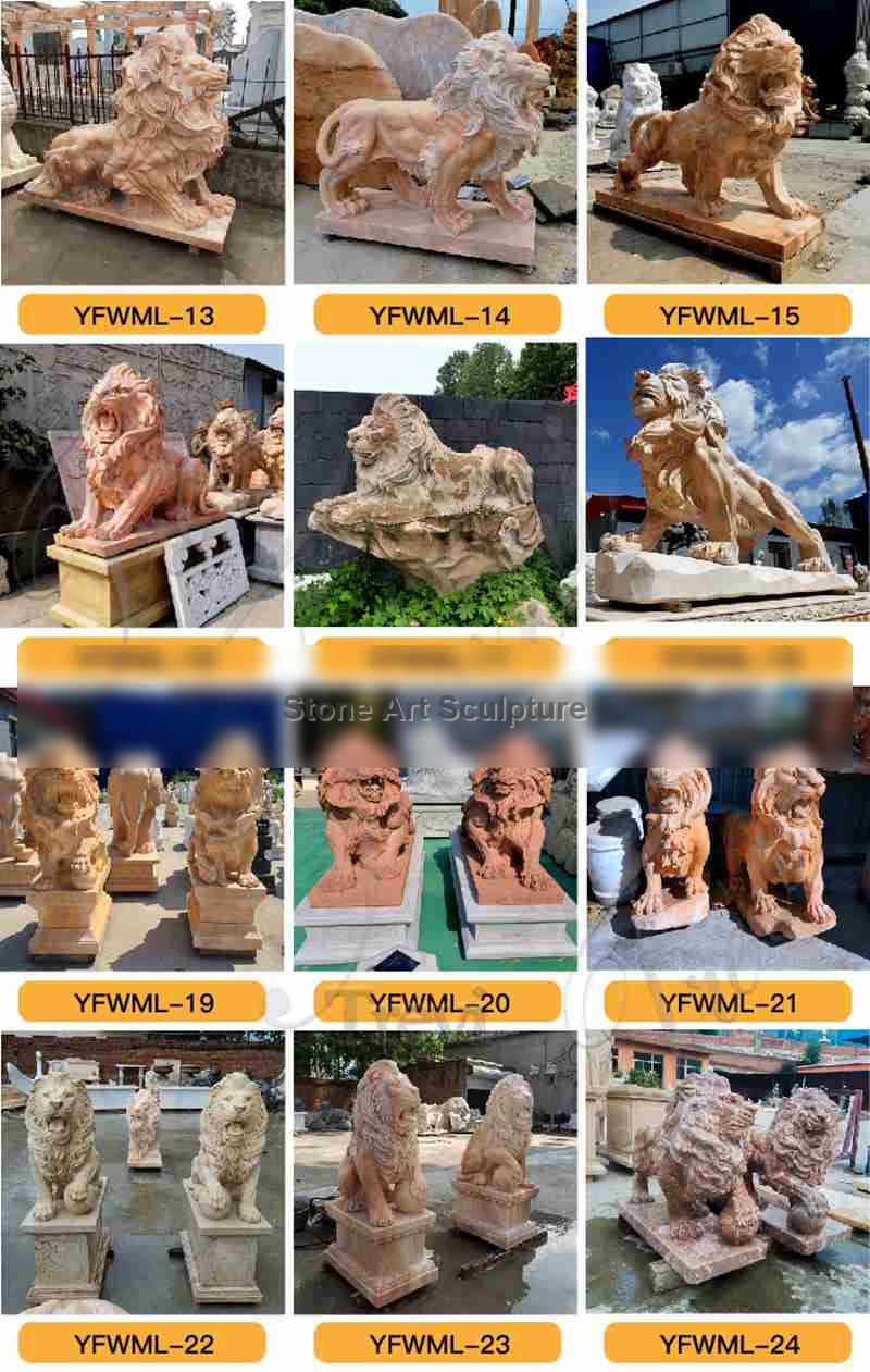 Marble Home Depot Lion Statue Garden Chinese Guardian Art for Sale MOKK-819 detail image