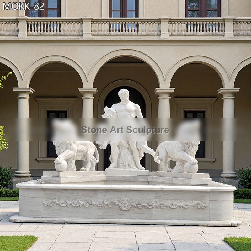 Custom Made Fountain with Hercules and Lions Statue for Sale MOKK-82