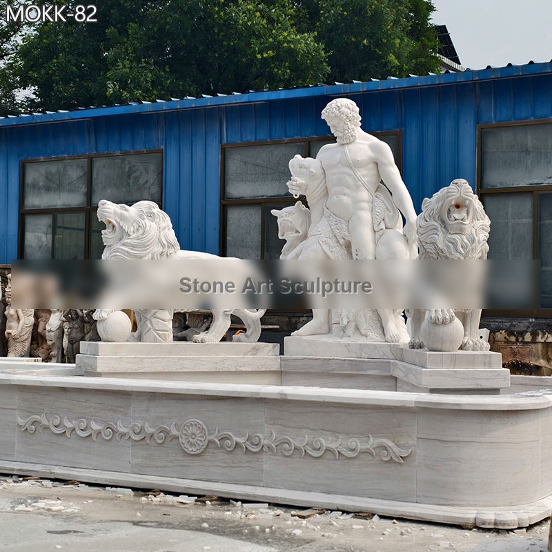 Custom Made Fountain with Hercules and Lions Statue for Sale MOKK-82 detail image