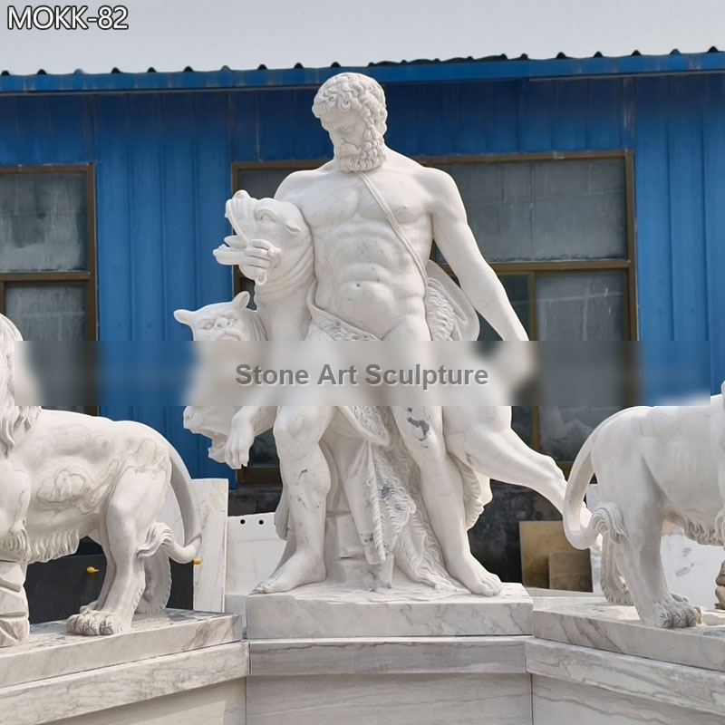 Custom Made Fountain with Hercules and Lions Statue for Sale MOKK-82 detail image