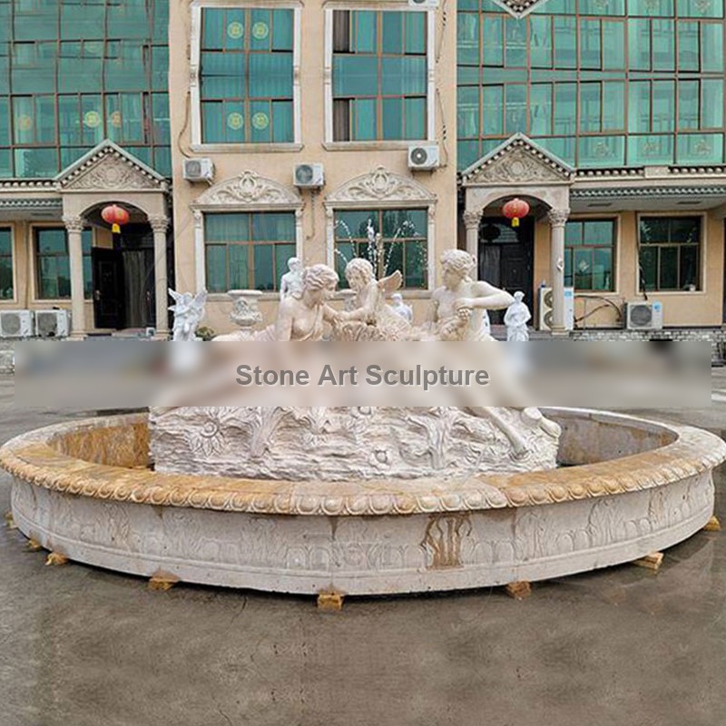 Woman Sculpture Beige Marble Outdoor Fountain for Sale MOKK-827 detail image