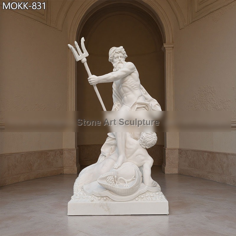 Life Size Poseidon Statue Marble Garden Statue for sale MOKK-831 detail image
