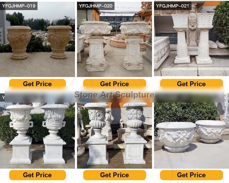 Classic White Marble Flowerpot Flower Base for Sale MOKK-832 detail image