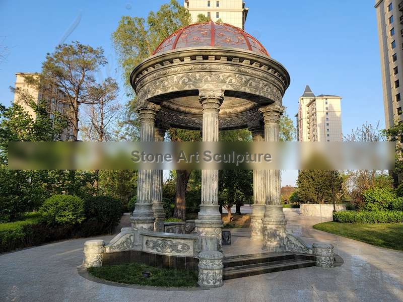 Large Garden Marble Gazebo Outdoor Decoration for Sale MOKK-834 detail image