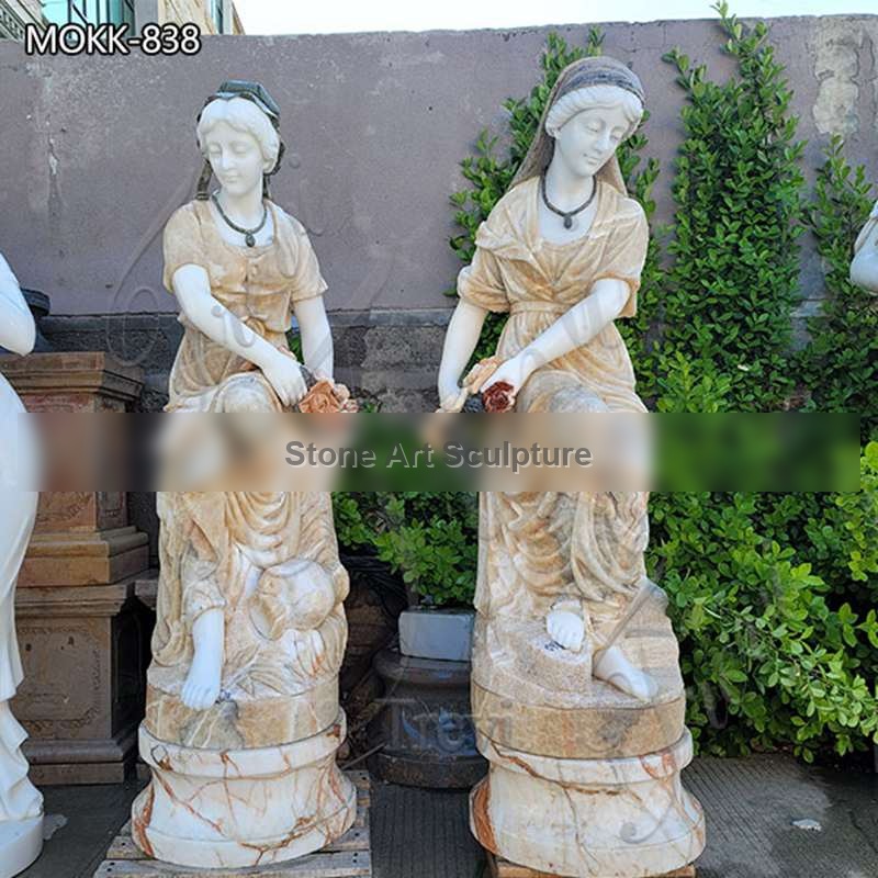 Life-Size Beige Onyx Female Statues Park Garden Art MOKK-838