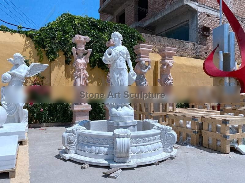 Marble Water Woman Fountain Outdoor Garden Decor for Sale MOKK-852 detail image