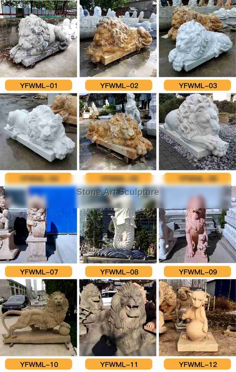Outdoor Large Marble Lion Statues for Sale China Factory MOKK-862 detail image