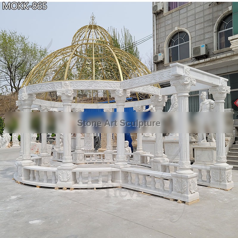 Large Garden Decoration White Marble Gazebo for Sale MOKK-865