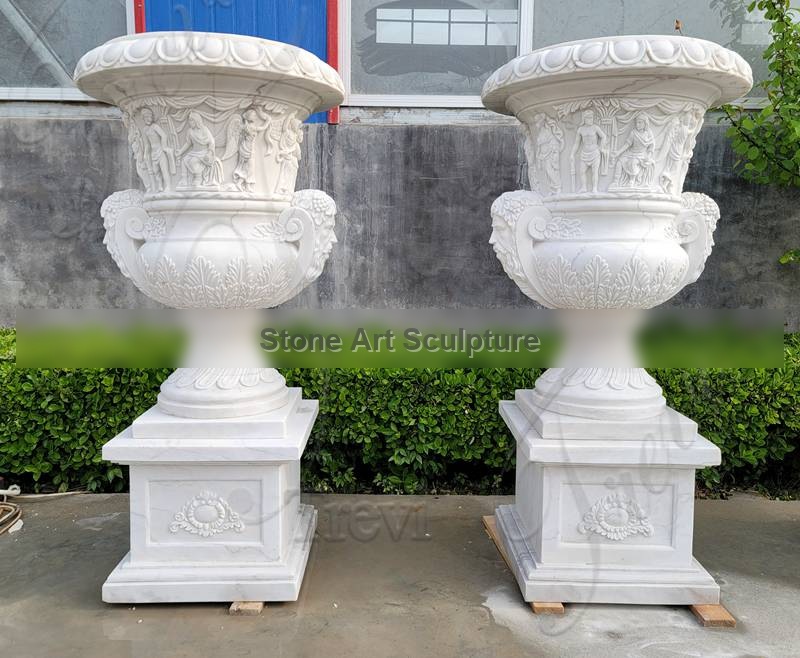 Large Marble Antique Planters Outdoor Garden Decor for Sale MOKK-879 detail image