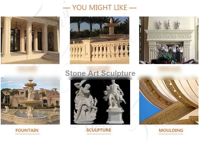 Classical Beige Marble Gazebo with Metal Hat for Sale MOKK-887 detail image