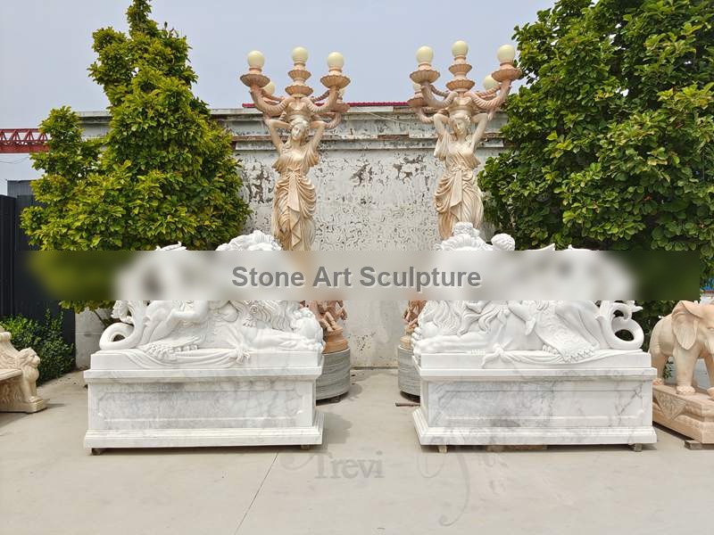 Garden Marble Lion Statues Art Decor for Sale MOKK-891 detail image