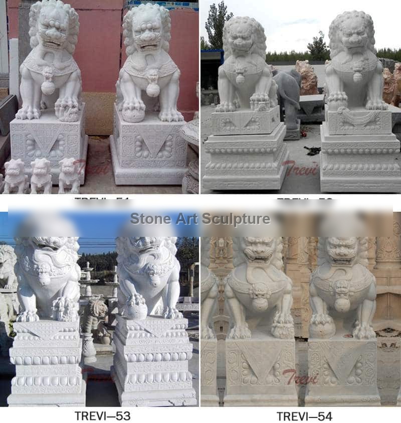 Large Standing Marble Lion Statues Outdoor Foo Dog Decor Suppliers MOKK-900 detail image