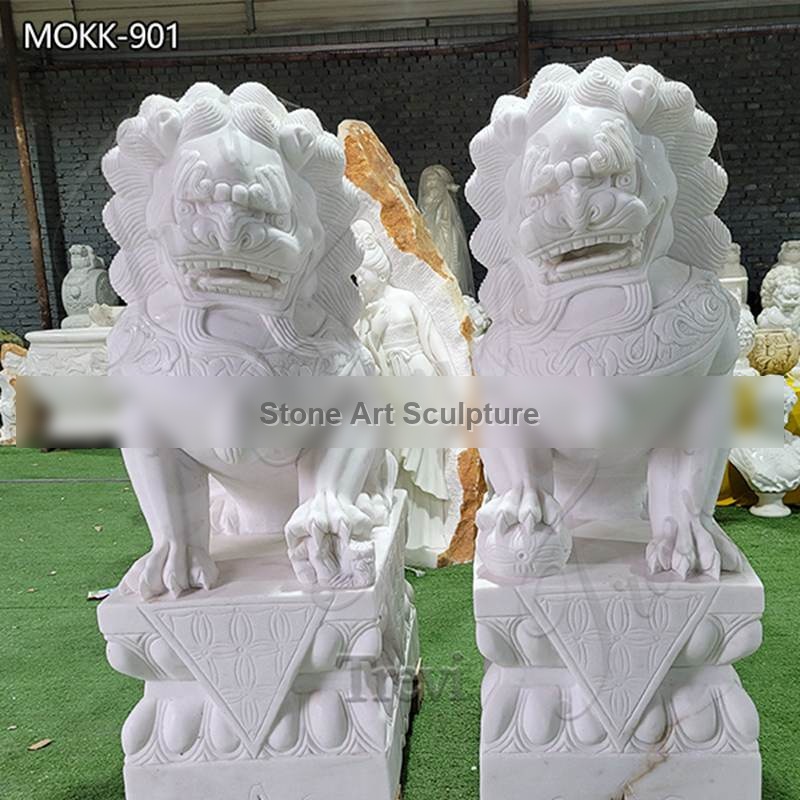 Marble Lion Statue Home Decor Foo Dog Art Wholesale MOKK-901