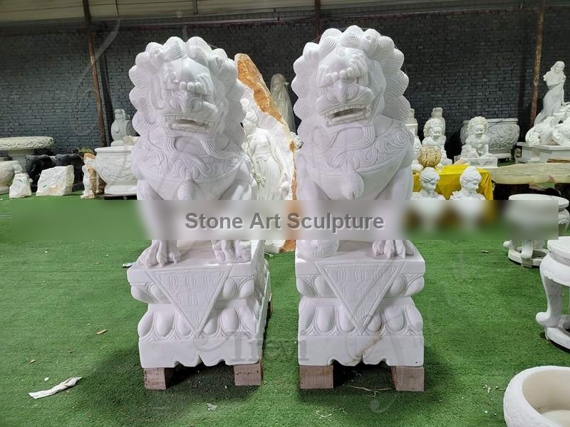 Marble Lion Statue Home Decor Foo Dog Art Wholesale MOKK-901 detail image