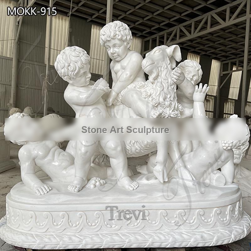 White Marble Group Children Garden Statue Hand-Carving Classical Art MOKK-915