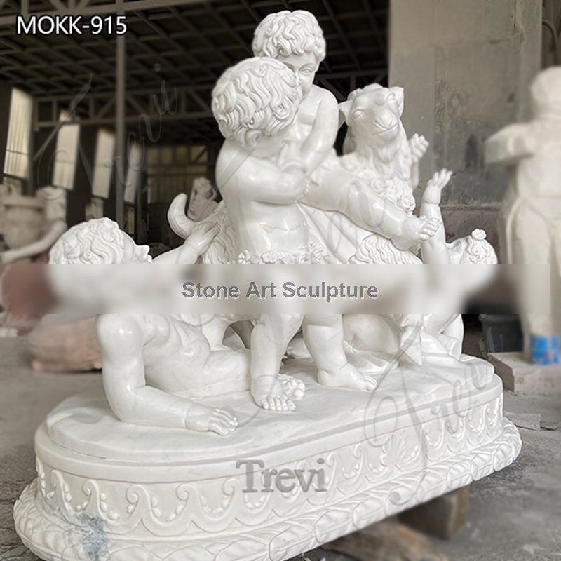 White Marble Group Children Garden Statue Hand-Carving Classical Art MOKK-915 detail image