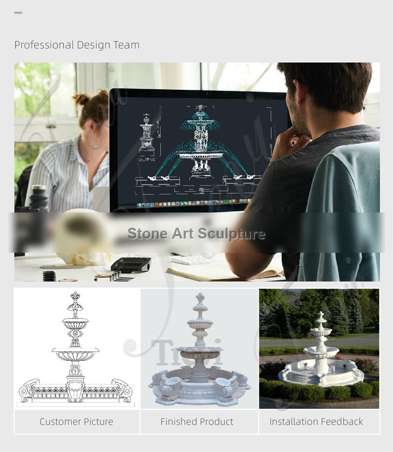 Red Marble Garden Fountains with Angel Statue Supplier MOKK-918 detail image