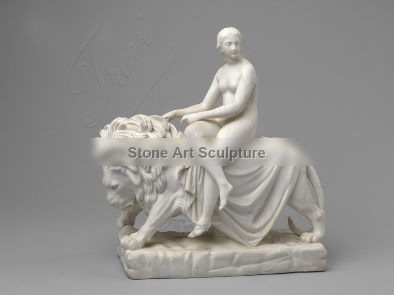 Marble Italian Yard Decor Una And The Lion Figure Statue for Sale MOKK-927 detail image