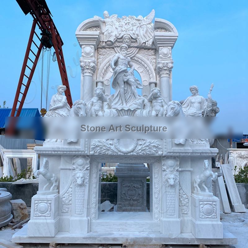 Famous Double Italian Stone Fireplace Rome Trevi Design MOKK-936 detail image