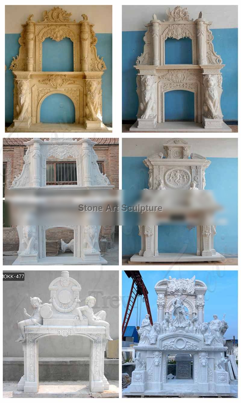 Famous Double Italian Stone Fireplace Rome Trevi Design MOKK-936 detail image