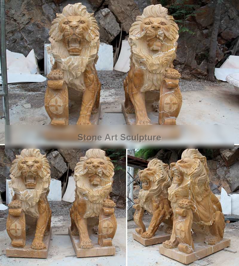 High Quality Natural Marble Lion Statue Garden Door Decor for Sale MOKK-951 detail image