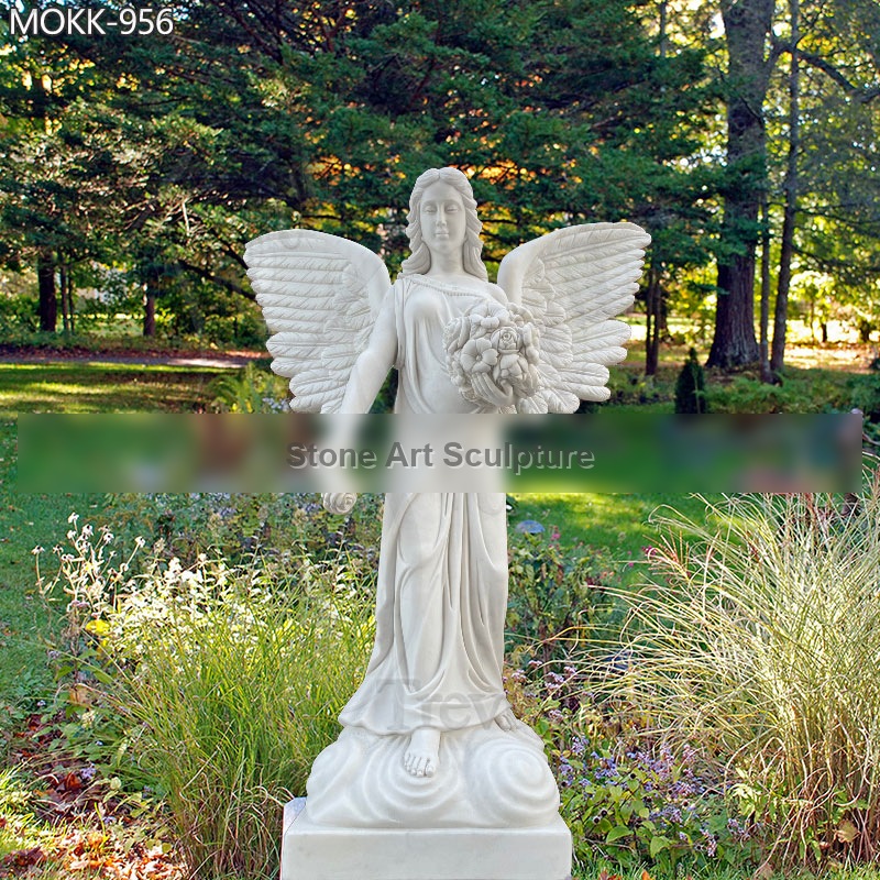 Life Size Marble Angel Statue for Garden Factory Supply MOKK-956