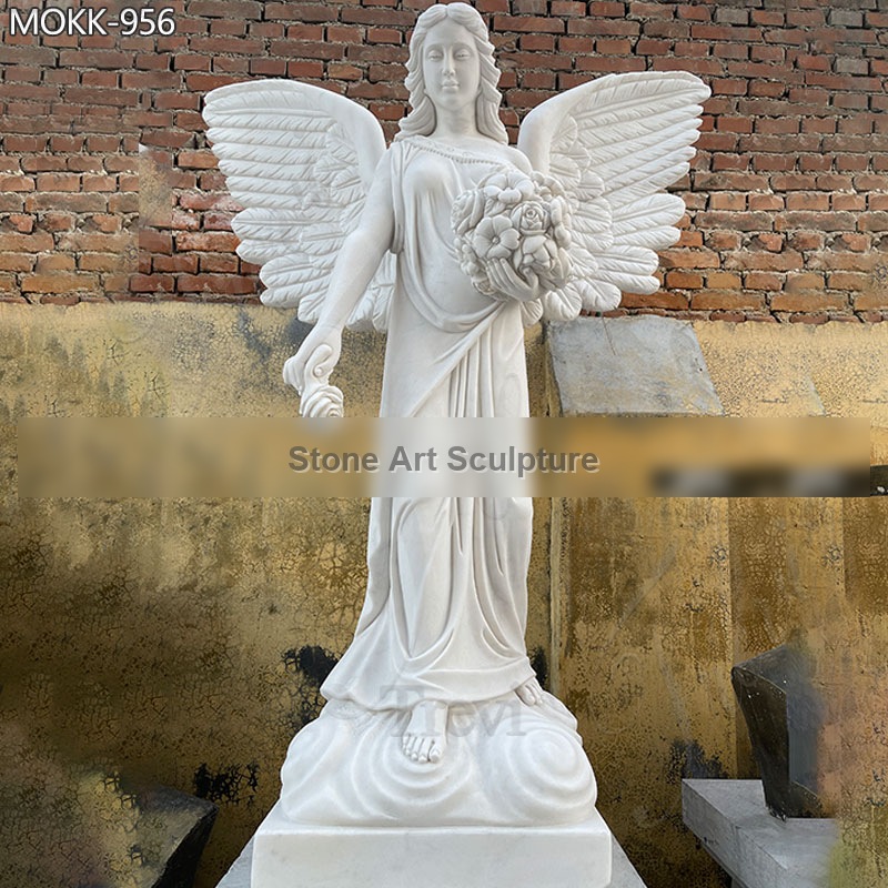 Life Size Marble Angel Statue for Garden Factory Supply MOKK-956 detail image