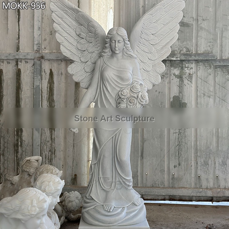 Life Size Marble Angel Statue for Garden Factory Supply MOKK-956 detail image