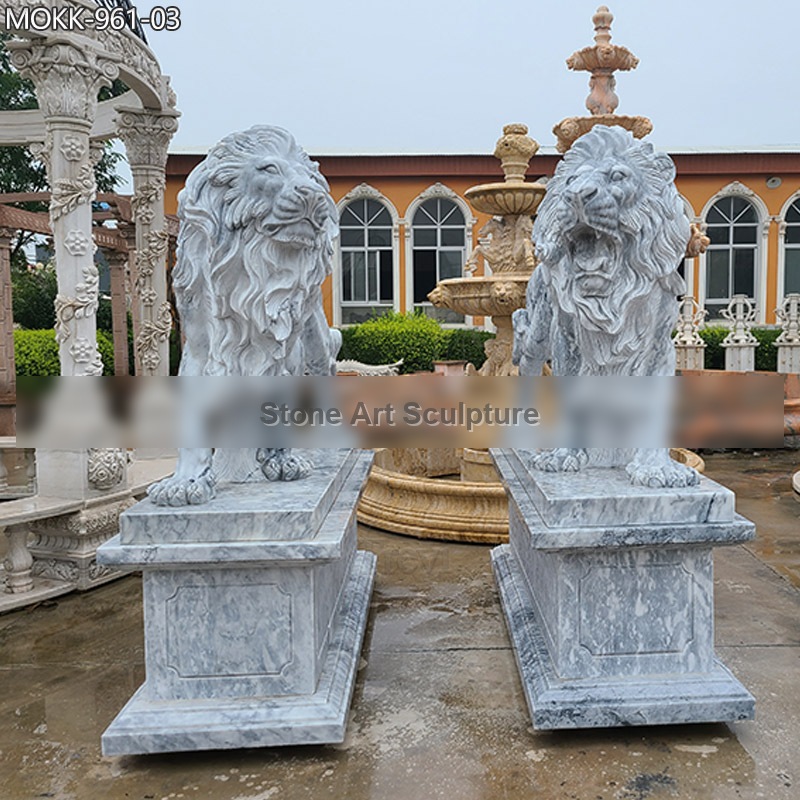Large Sitting Marble Lions in Front of House for Sale Cheap Supplier MOKK-961 detail image