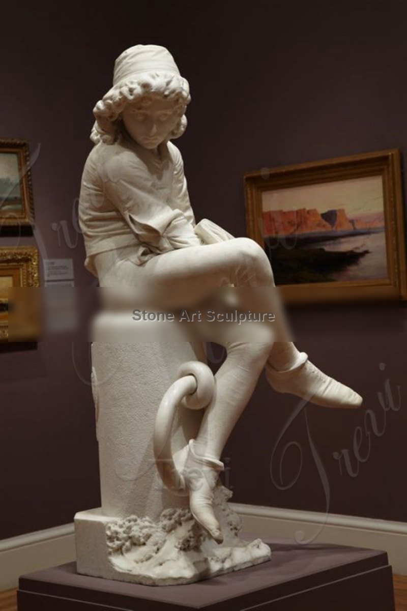 Marble Giulio Monteverde The Young Columbus Statue for Sale MOKK-969 detail image