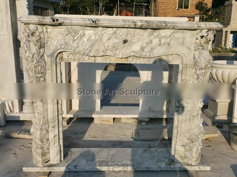 Modern Marble Craftsman Style Fireplace Mantels for Sale MOKK-978 detail image