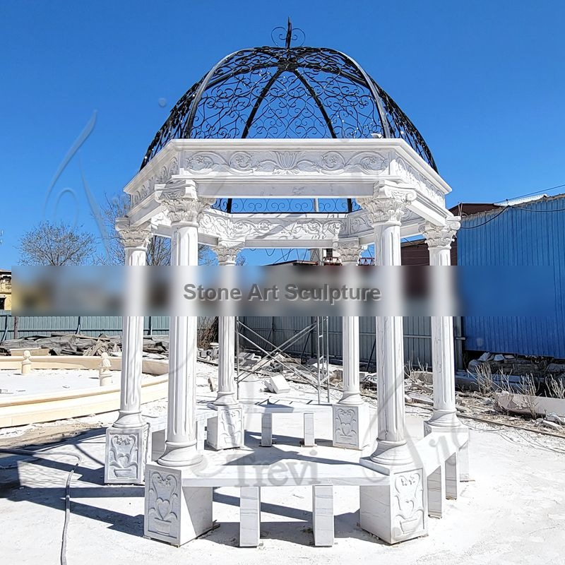 Marble Outdoor Gazebo Wedding Ceremony Flower Garden Decoration for Sale MOKK-981 detail image