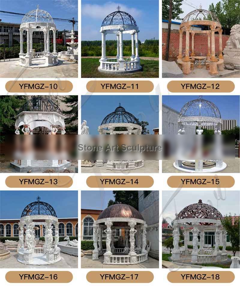 Marble Outdoor Gazebo Wedding Ceremony Flower Garden Decoration for Sale MOKK-981 detail image