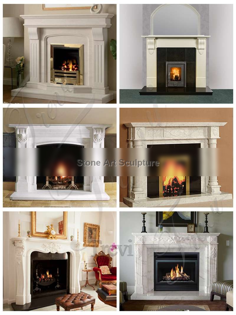 White Modern Marble Fireplace Surround Living Room Decor MOKK-990 detail image