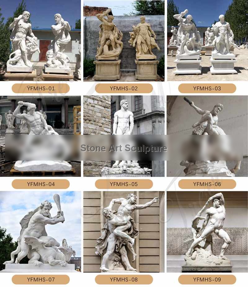 Marble Hercules and Antaeus Sculpture Classical Greek Art Supplier MOKK-992 detail image