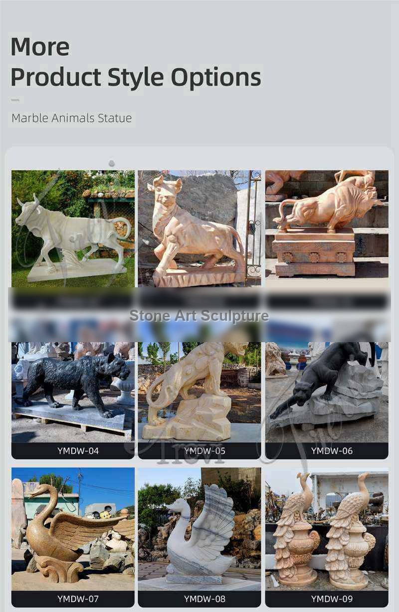 Beige Marble Tiger Statue Outdoor Decor for Sale MOKK-997 detail image