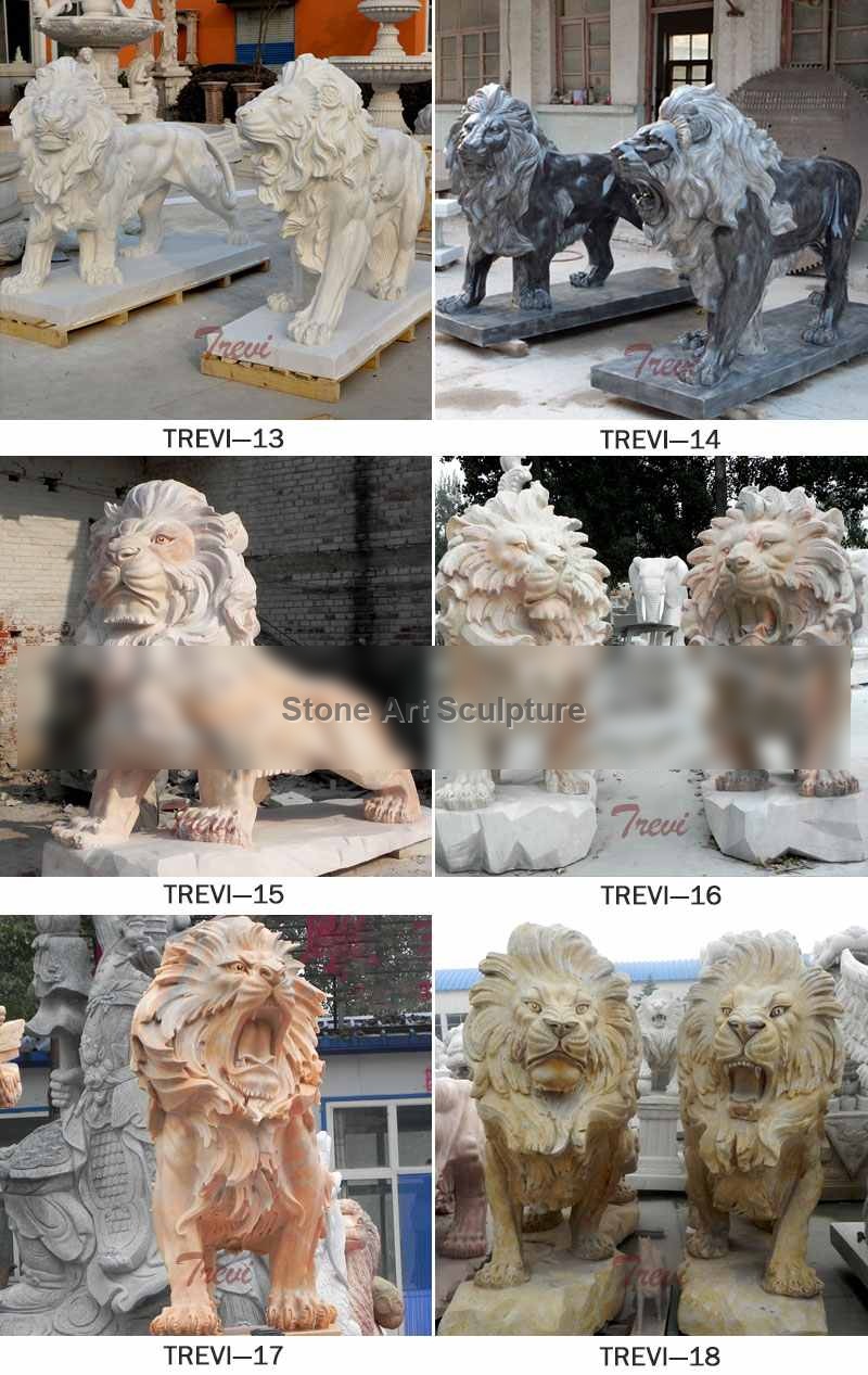 Large Vivid Marble Lion Statues Home Decor for Sale MOKK-998 detail image