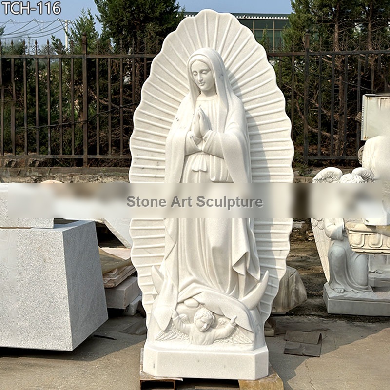 Our Lady of Guadalupe Outdoor Catholic Marble Statues for Sale TCH-116 detail image