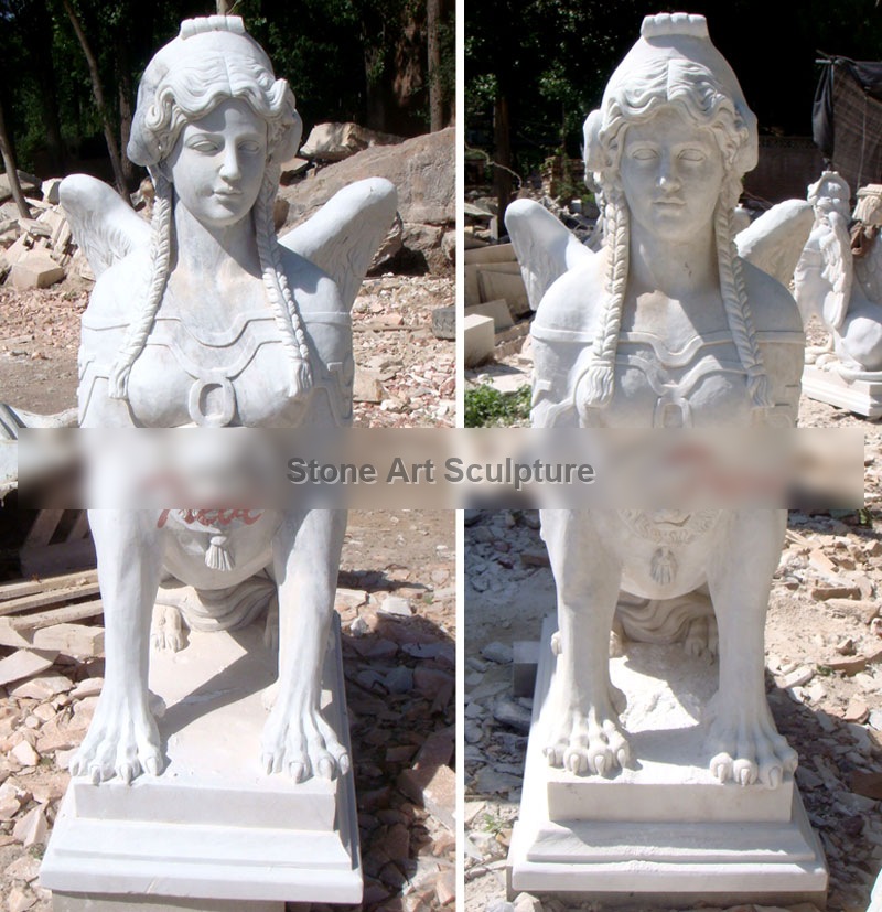 Outdoor antique decorative marble sphinx statues for sale TMA-18 detail image