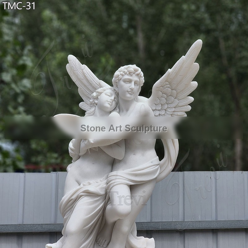 Outdoor Cupid and Psyche White Marble Garden Statue Louvre Replica for Sale detail image