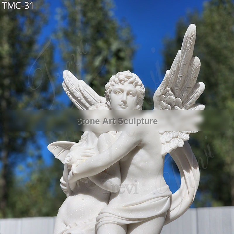 Outdoor Cupid and Psyche White Marble Garden Statue Louvre Replica for Sale detail image