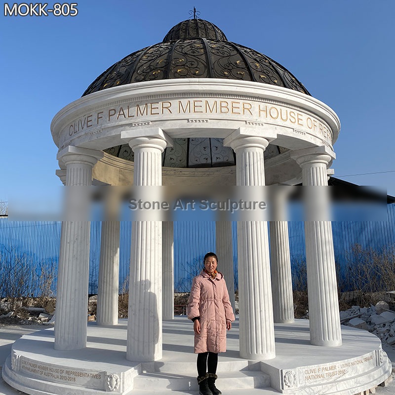 Outdoor Decoration Large Column Marble Gazebo for Sale MOKK-805 detail image