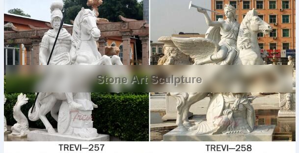 Outdoor garden Italian marble horse statues with roman warrior sculptures for sale TMC-29 detail image