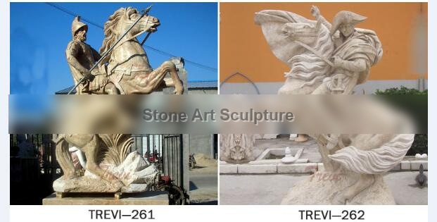 Outdoor garden Italian marble horse statues with roman warrior sculptures for sale TMC-29 detail image