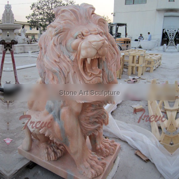 Outdoor garden roaring lion art sitting lion statues for lawn ornaments TMA-42