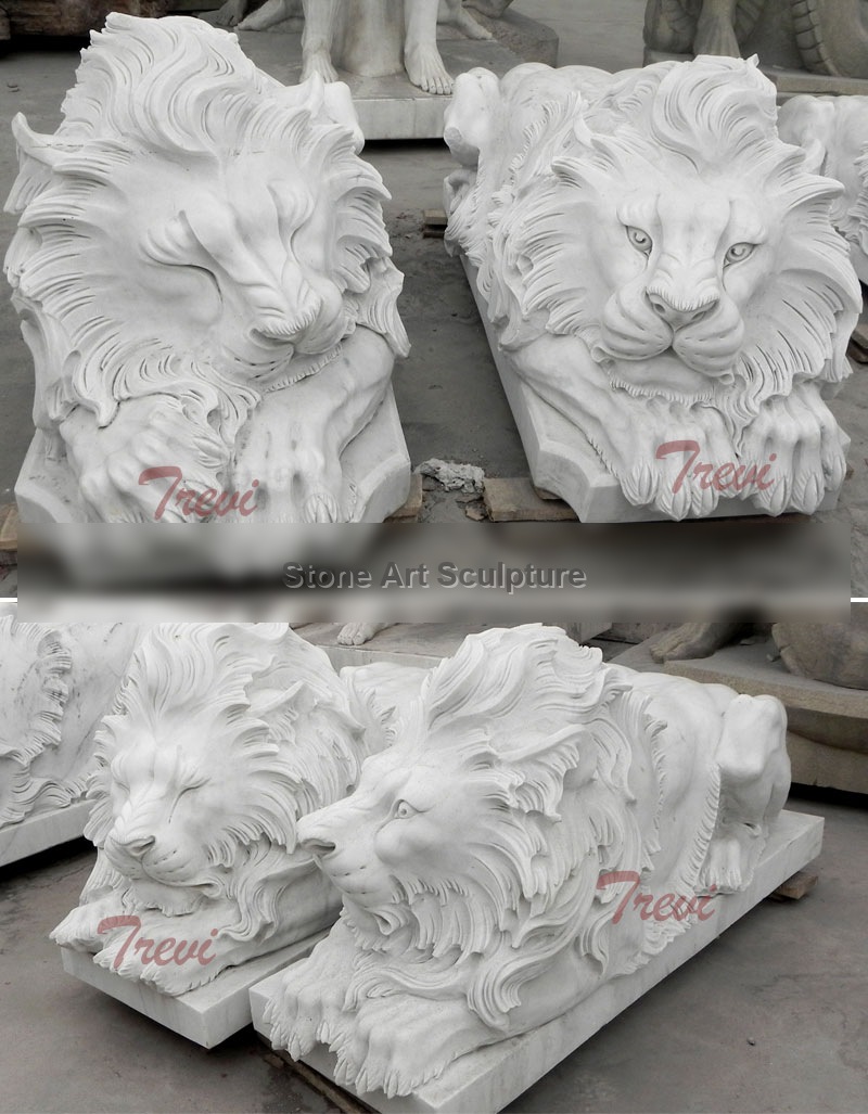Outdoor Italy Sleeping Marble Lion Statues for Front Porch Sale TMA-19 detail image