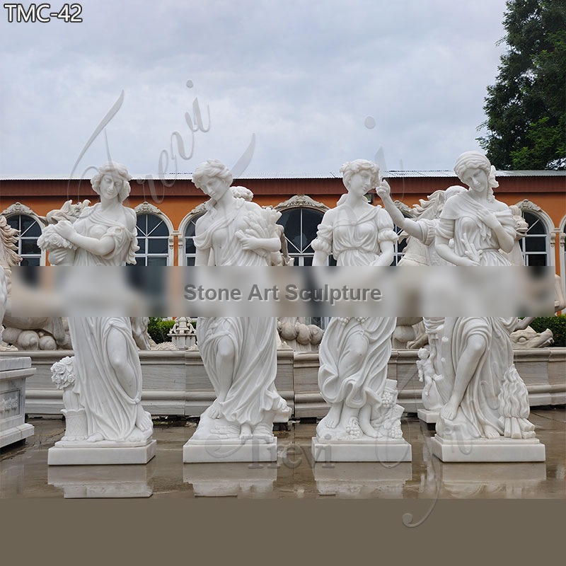 Outdoor Life Size White Marble Four Season Statue for Sale TMC-42 detail image