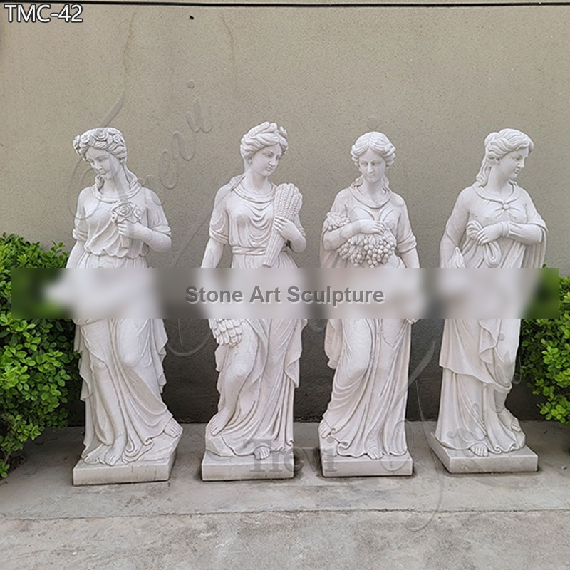 Outdoor Life Size White Marble Four Season Statue for Sale TMC-42 detail image
