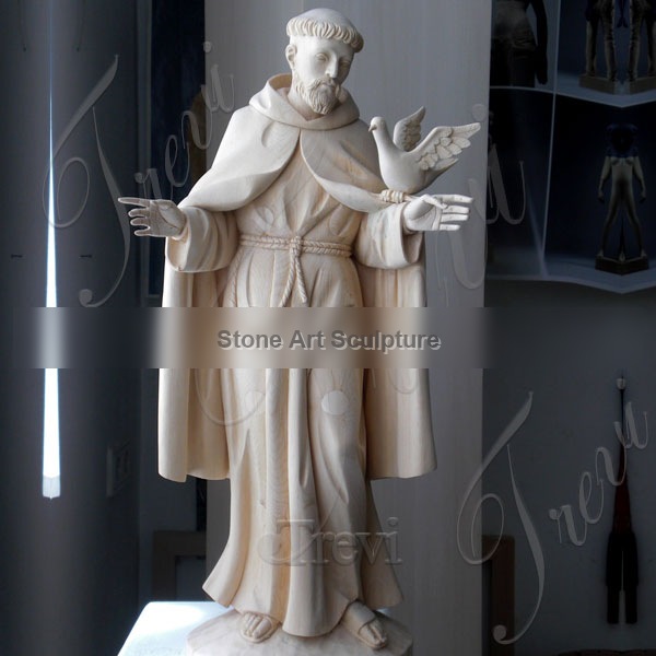 Patron saint francis of assisi garden statue with doves for sale TCH-205 detail image