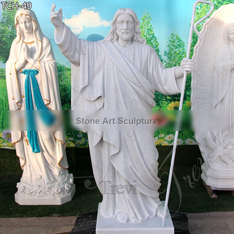 Religious Garden Marble Statues of Large Christ Jesus for Catholic Church Decor TCH-49 detail image
